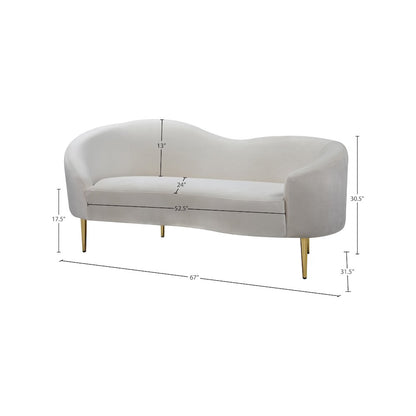 Ritz Cream Velvet Loveseat