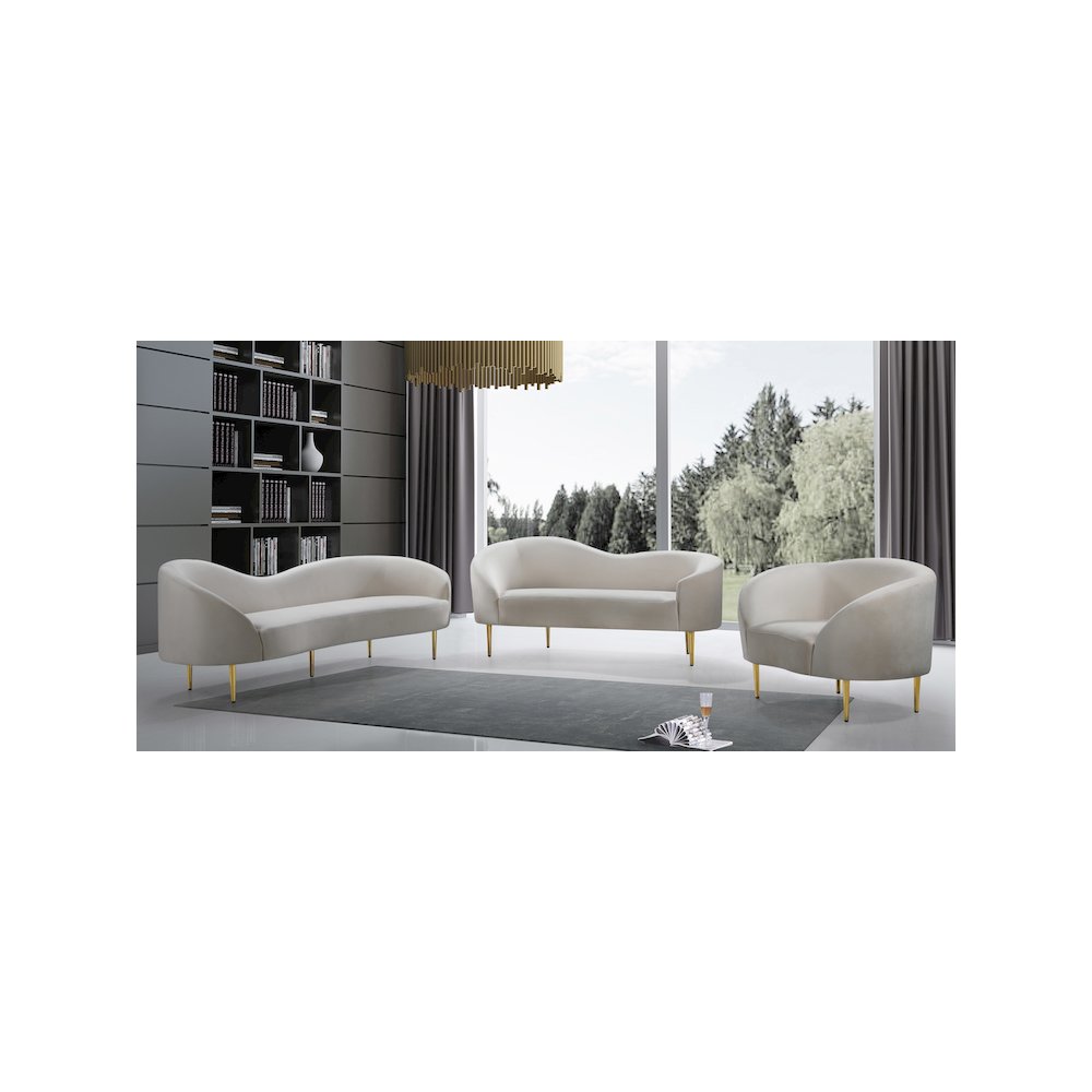 Ritz Cream Velvet Loveseat