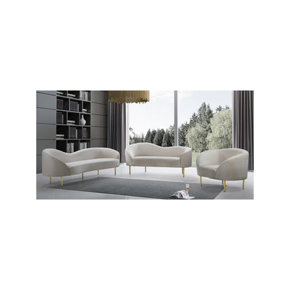 Ritz Cream Velvet Loveseat