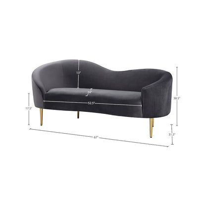 Ritz Grey Velvet Loveseat
