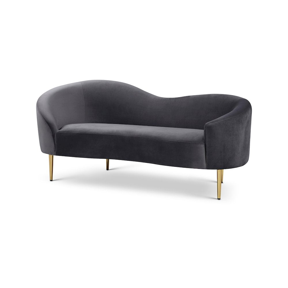 Ritz Grey Velvet Loveseat