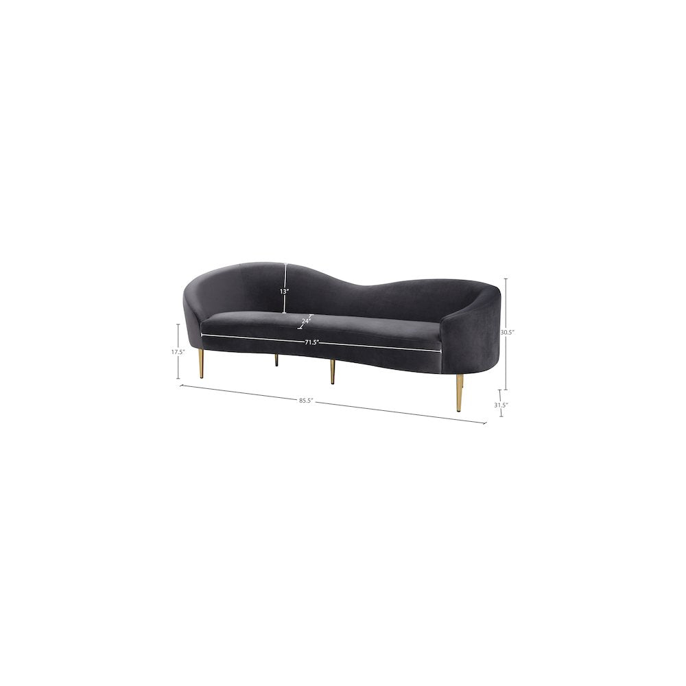 Ritz Grey Velvet Sofa