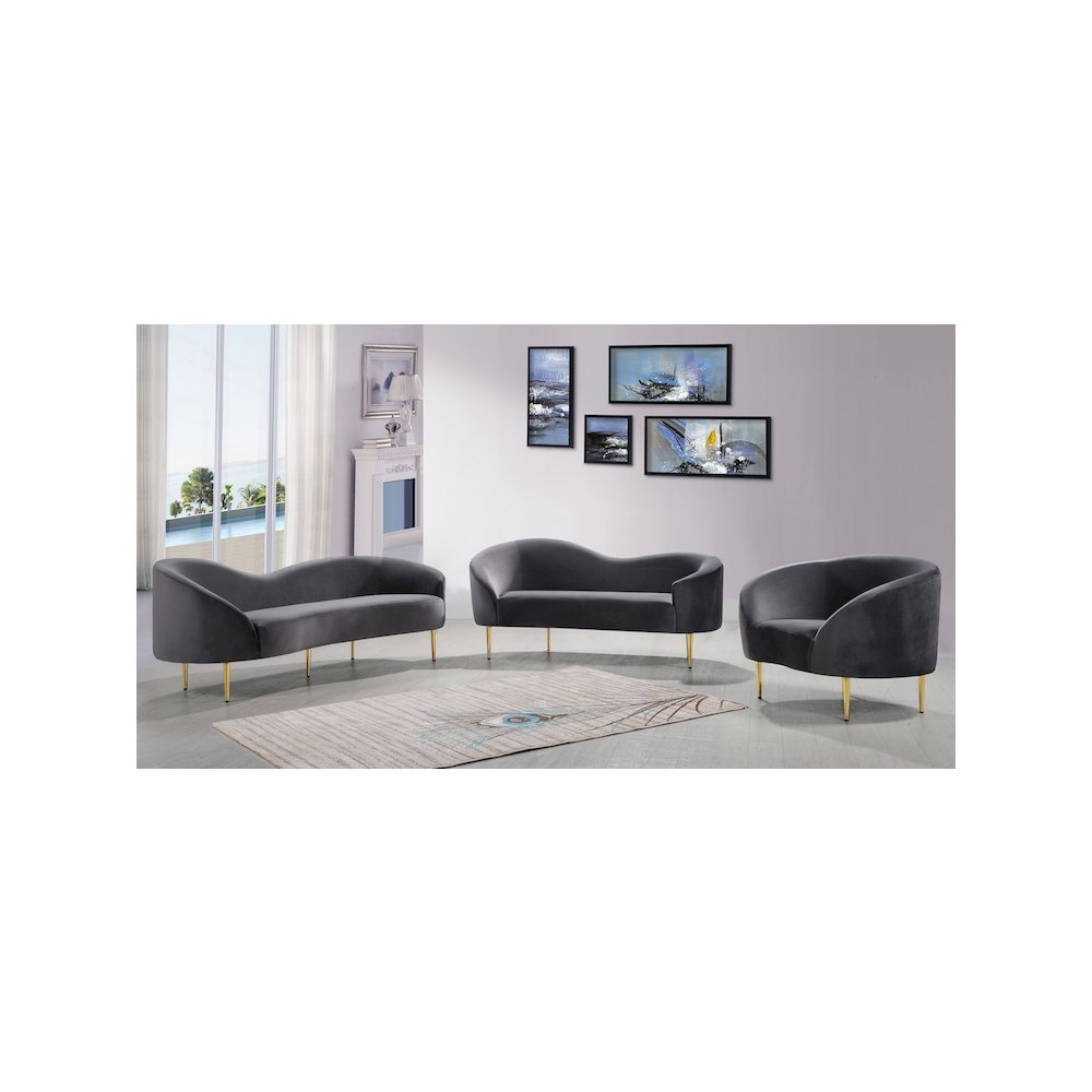 Ritz Grey Velvet Sofa