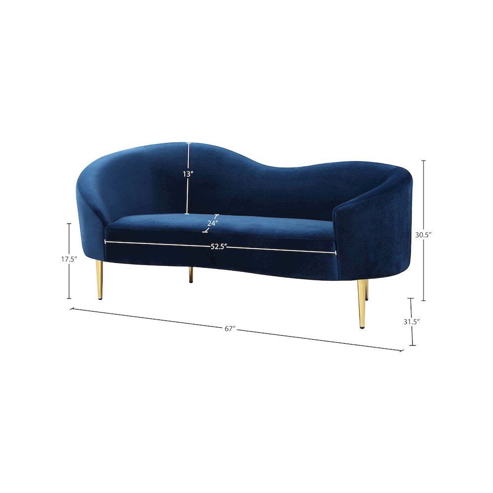Ritz Navy Velvet Loveseat