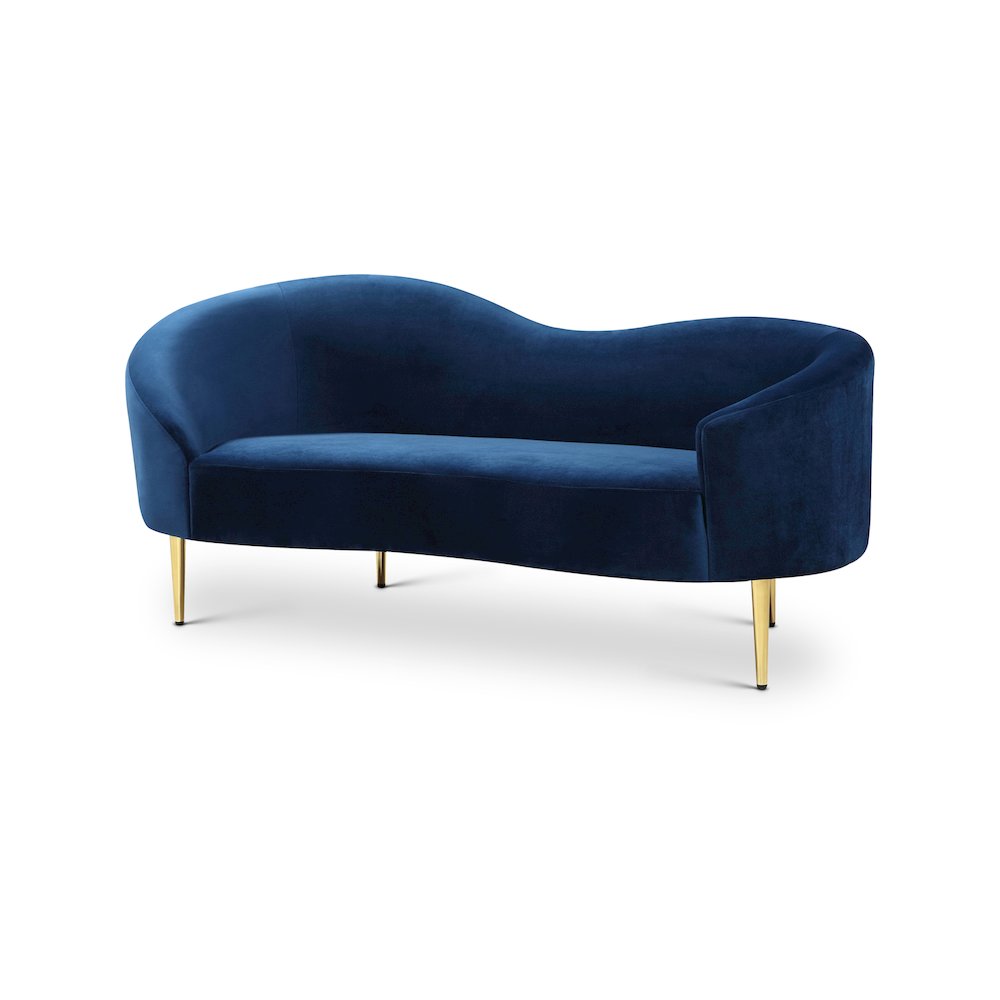 Ritz Navy Velvet Loveseat