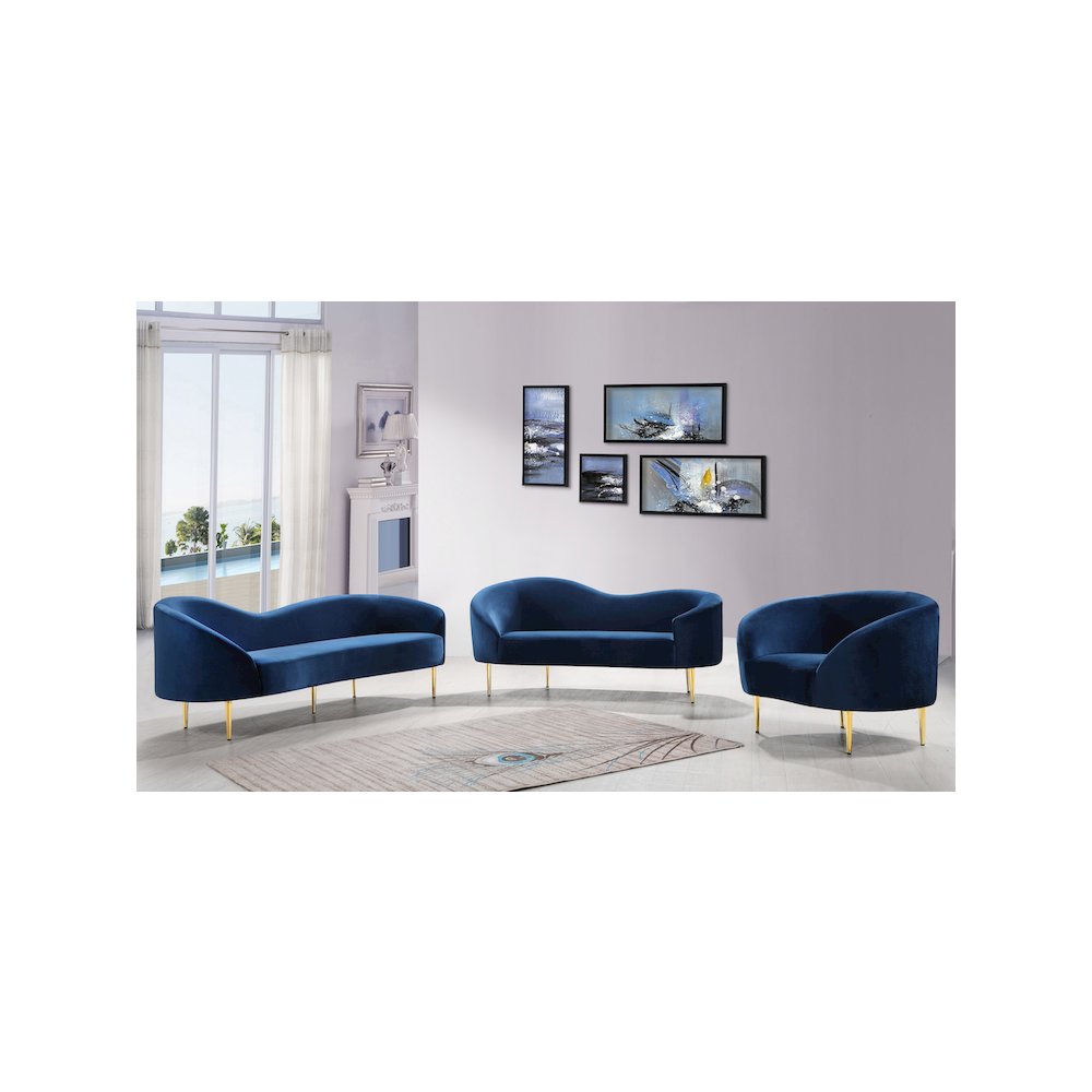 Ritz Navy Velvet Loveseat
