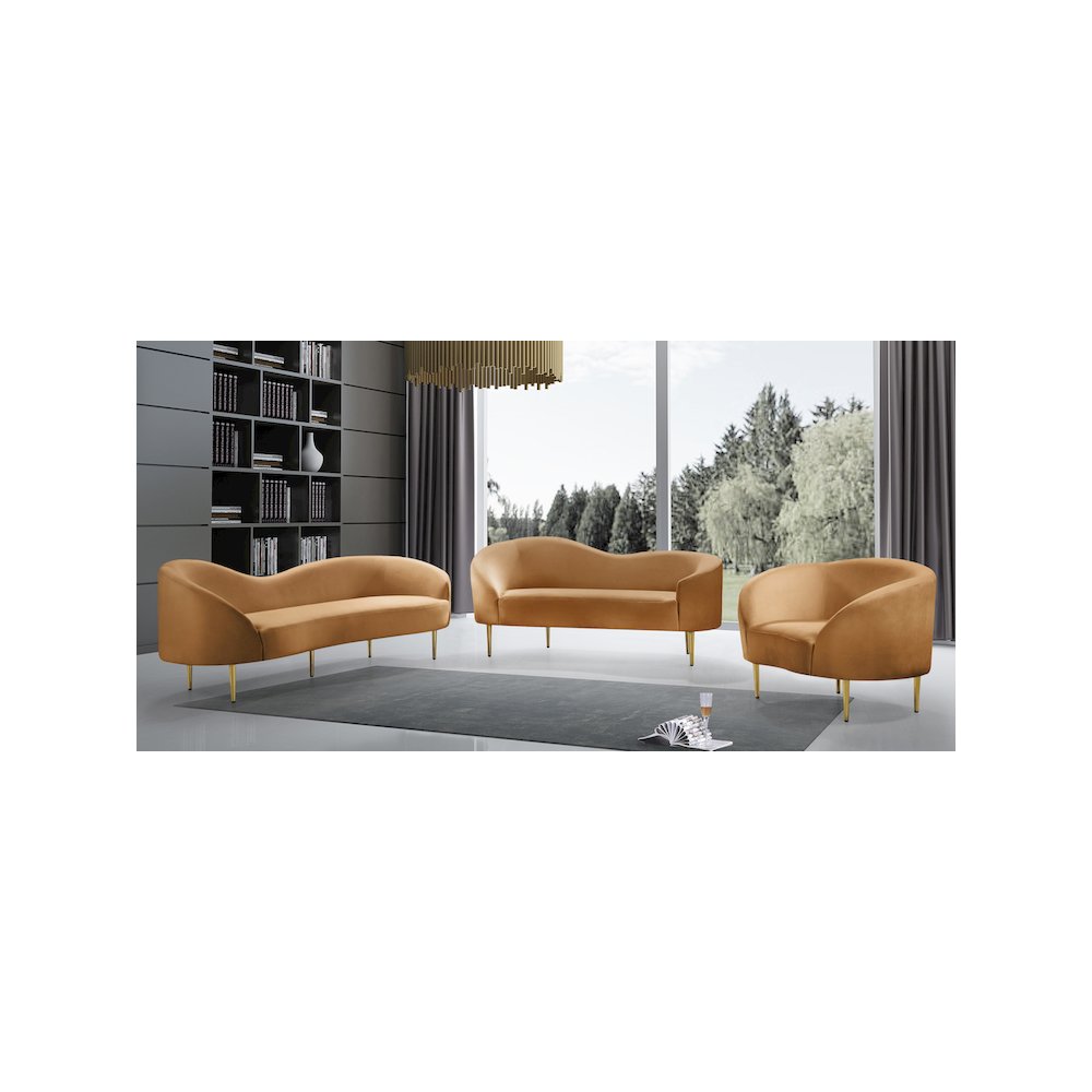 Ritz Saddle Velvet Loveseat