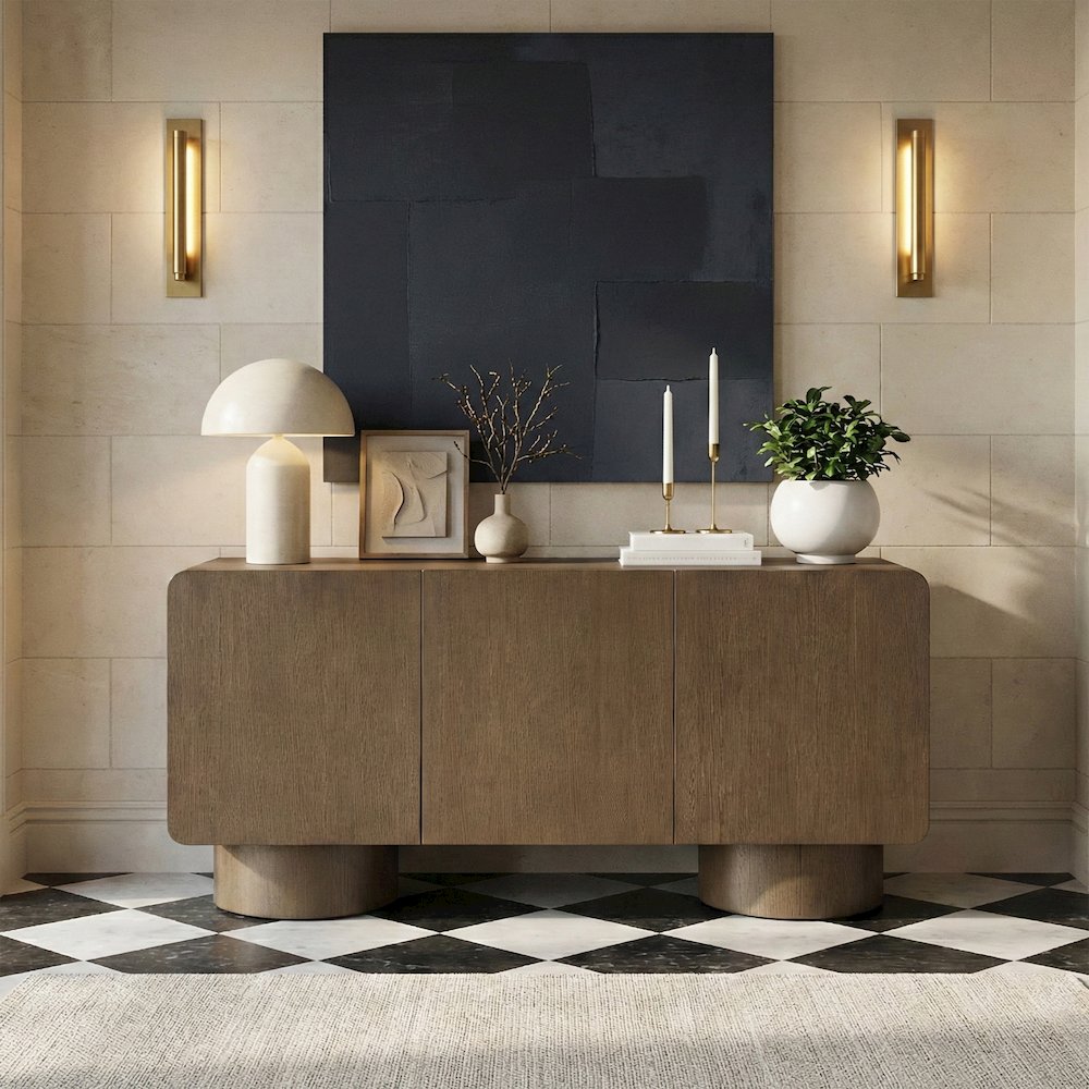Adagio Brown Solid Wood And Oak Veneer Sideboard/Buffet