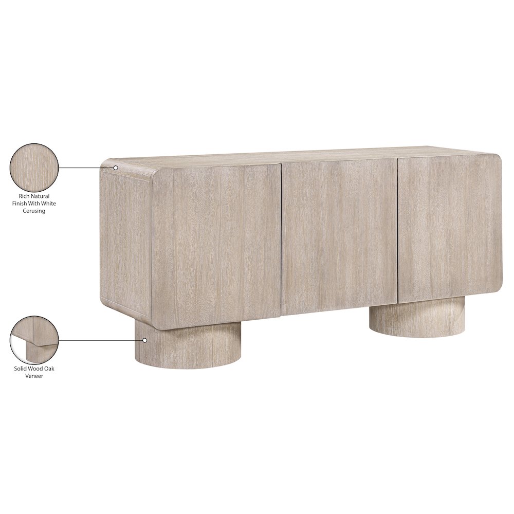 Adagio Natural Solid Wood And Oak Veneer Sideboard/Buffet