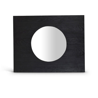 Optic Black Oak Wood Frame Mirror