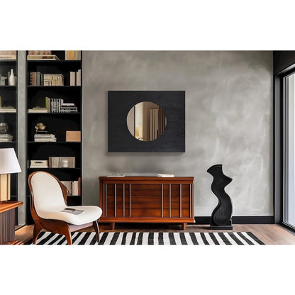 Optic Black Oak Wood Frame Mirror