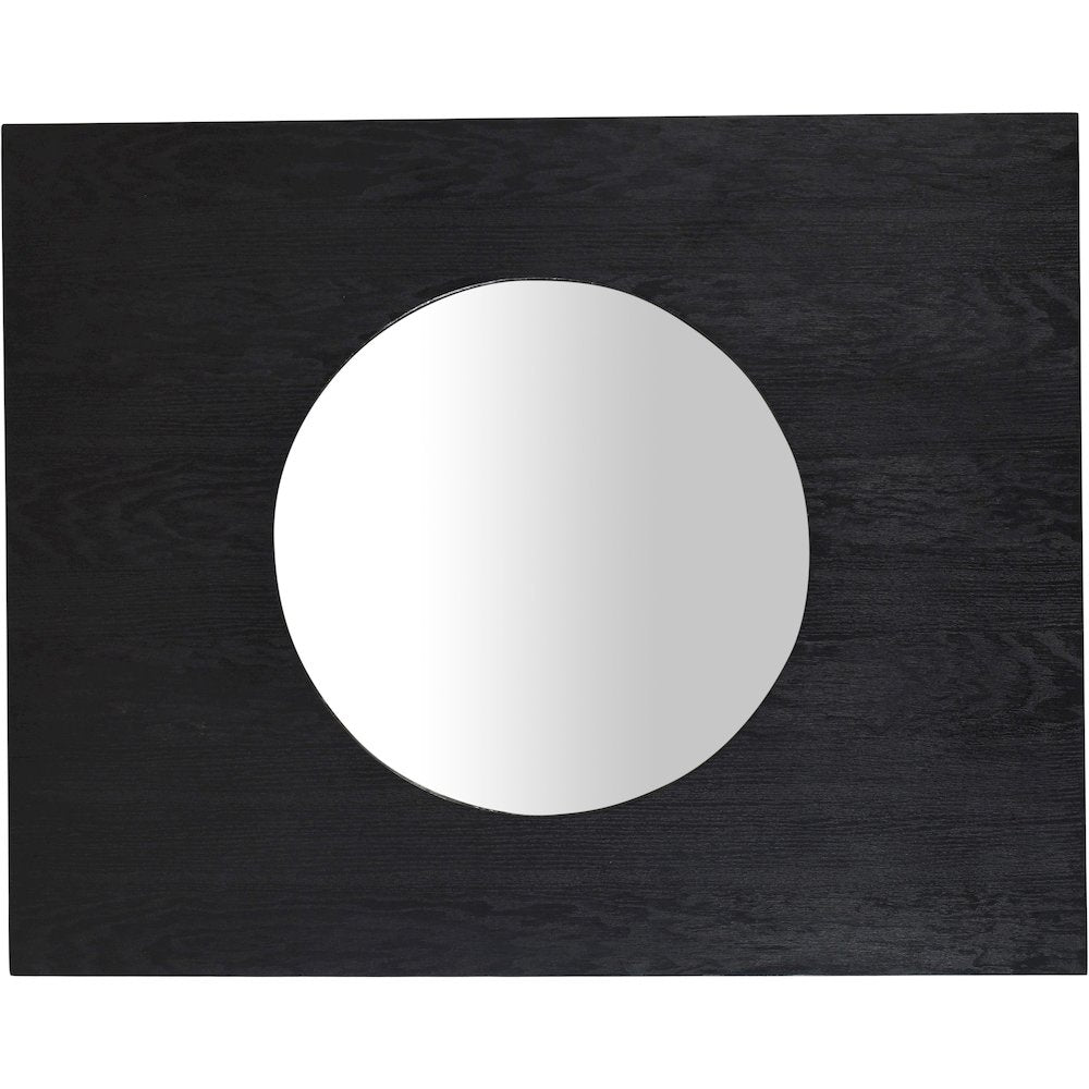 Optic Black Oak Wood Frame Mirror
