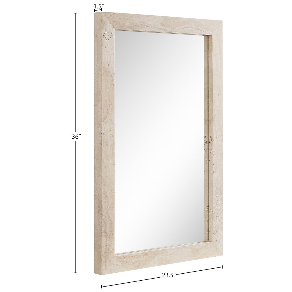 Pavia Natural Genuine Travertine Frame Mirror