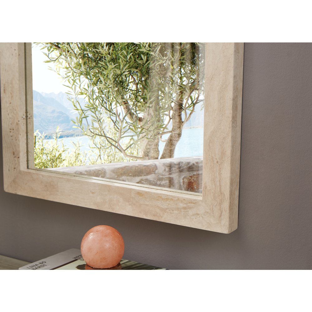 Pavia Natural Genuine Travertine Frame Mirror