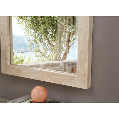 Pavia Natural Genuine Travertine Frame Mirror