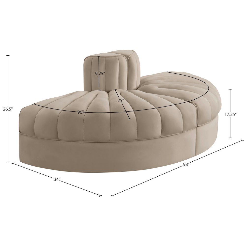 Rummi Beige Velvet Performance Fabric Upholstered 2pc. Modular Loveseat