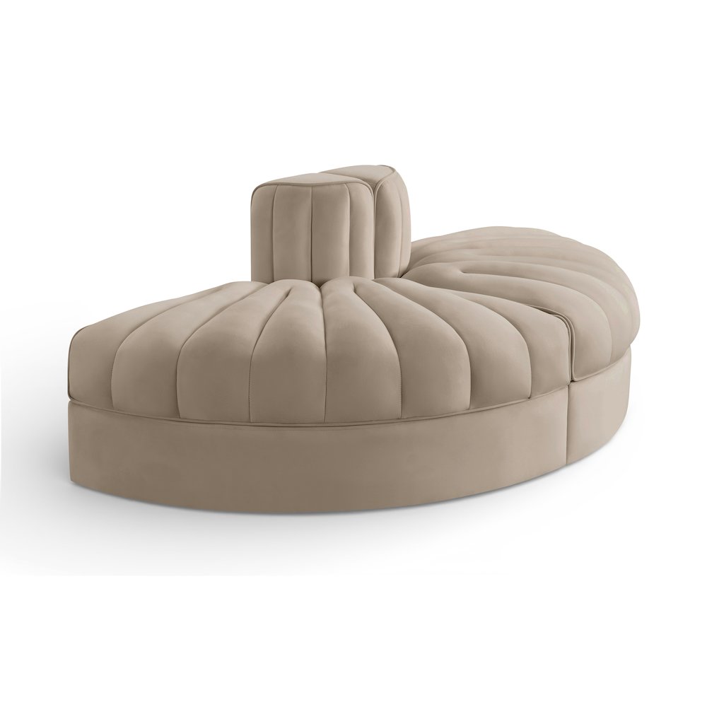 Rummi Beige Velvet Performance Fabric Upholstered 2pc. Modular Loveseat
