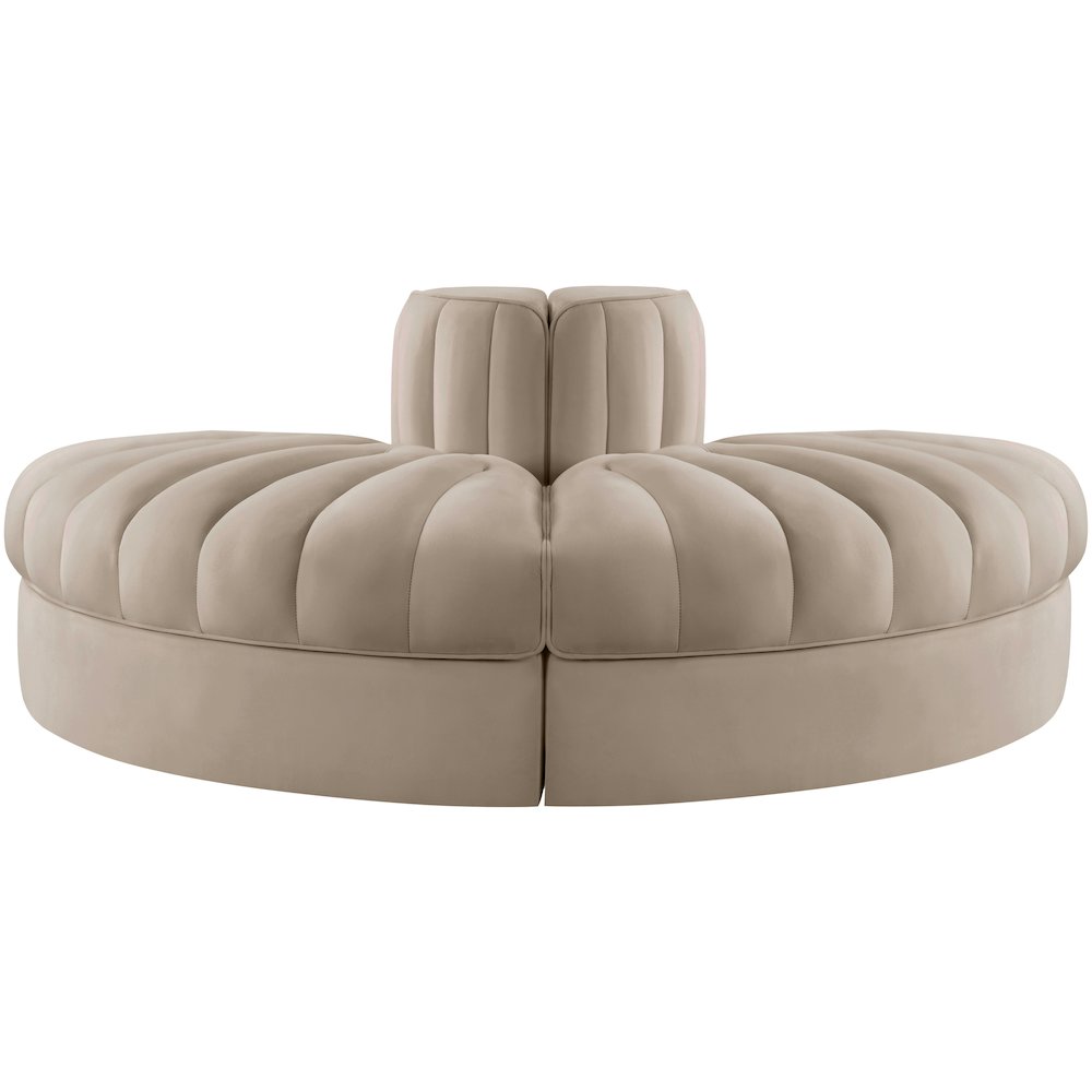 Rummi Beige Velvet Performance Fabric Upholstered 2pc. Modular Loveseat