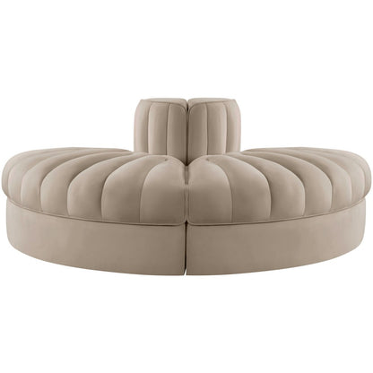 Rummi Beige Velvet Performance Fabric Upholstered 2pc. Modular Loveseat