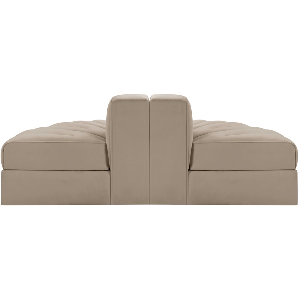Rummi Beige Velvet Performance Fabric Upholstered 2pc. Modular Loveseat