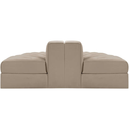 Rummi Beige Velvet Performance Fabric Upholstered 2pc. Modular Loveseat