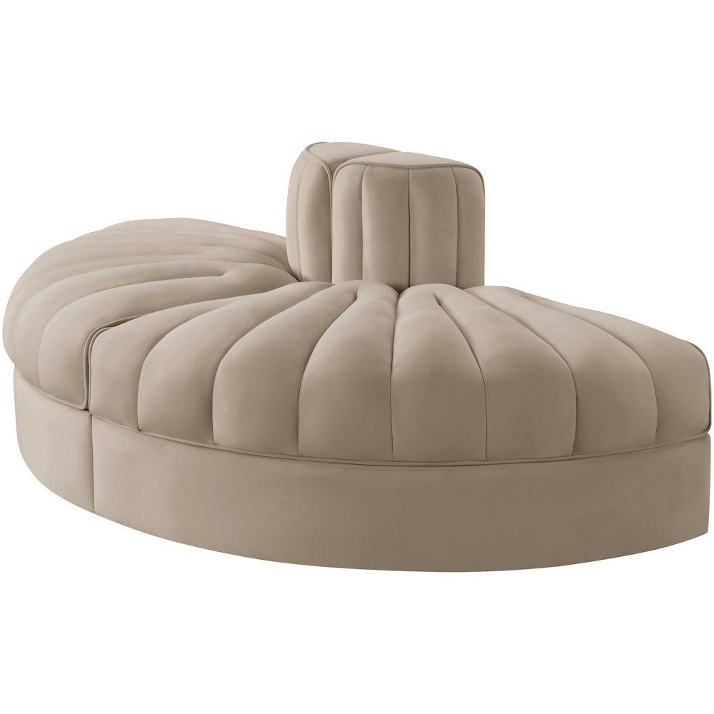 Rummi Beige Velvet Performance Fabric Upholstered 2pc. Modular Loveseat