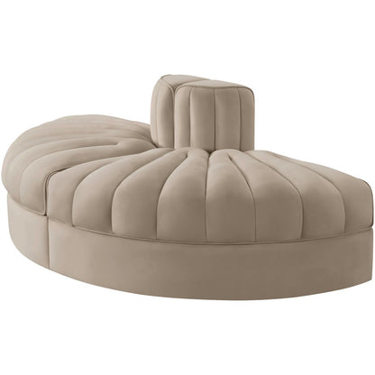 Rummi Beige Velvet Performance Fabric Upholstered 2pc. Modular Loveseat