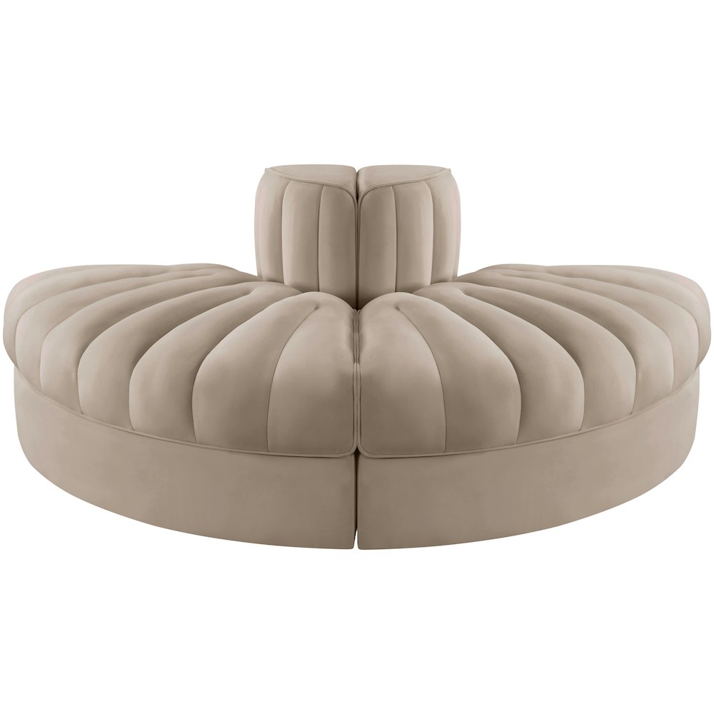 Rummi Beige Velvet Performance Fabric Upholstered 2pc. Modular Loveseat
