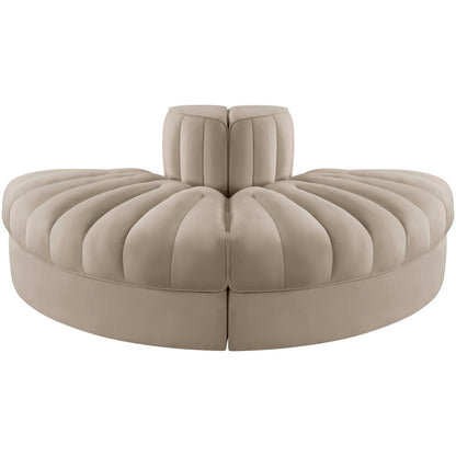 Rummi Beige Velvet Performance Fabric Upholstered 2pc. Modular Loveseat