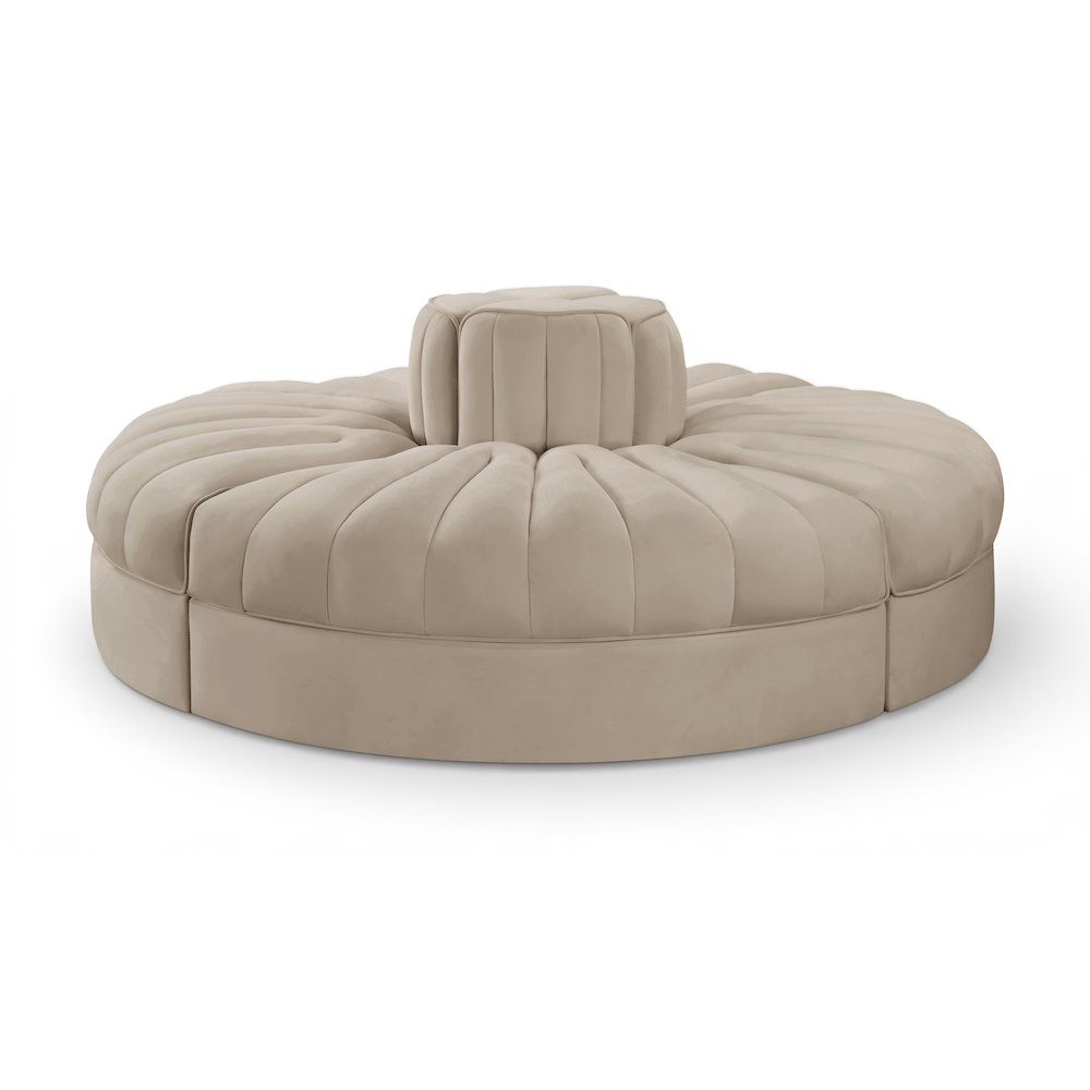 Rummi Beige Velvet Performance Fabric Upholstered 4pc. Modular Sofa