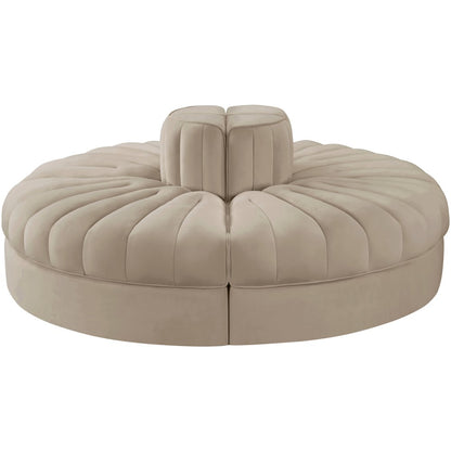 Rummi Beige Velvet Performance Fabric Upholstered 4pc. Modular Sofa