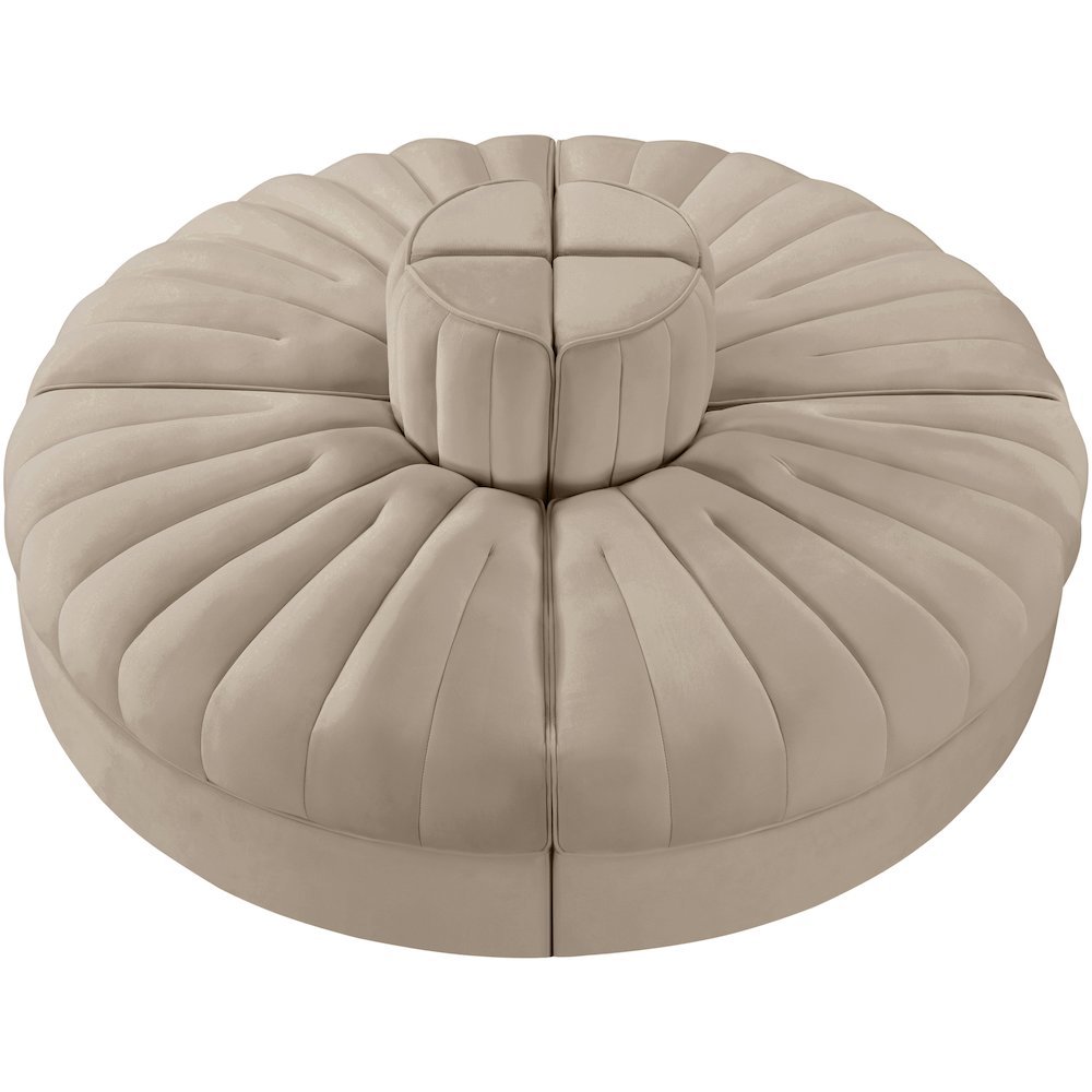 Rummi Beige Velvet Performance Fabric Upholstered 4pc. Modular Sofa