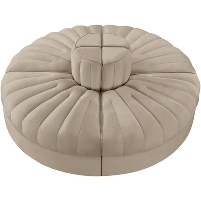 Rummi Beige Velvet Performance Fabric Upholstered 4pc. Modular Sofa