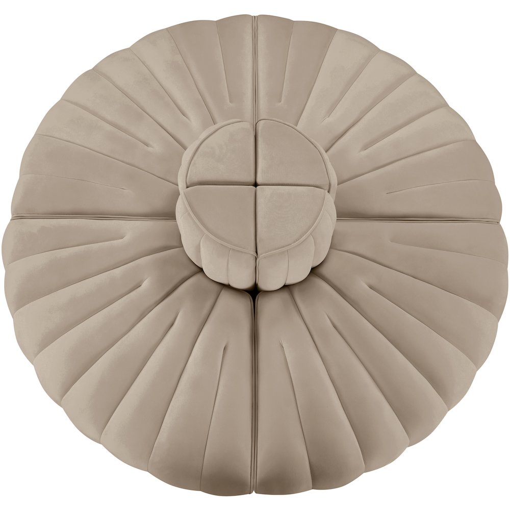 Rummi Beige Velvet Performance Fabric Upholstered 4pc. Modular Sofa