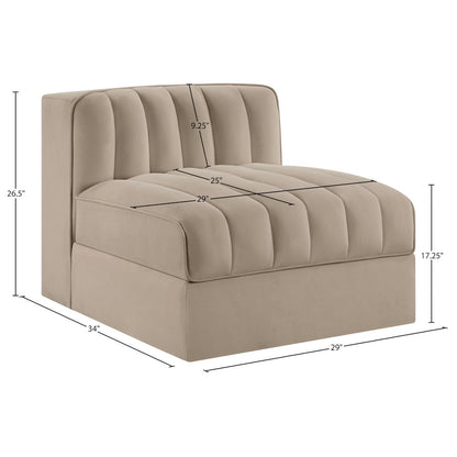 Rummi Beige Velvet Performance Fabric Upholstered Modular Chair