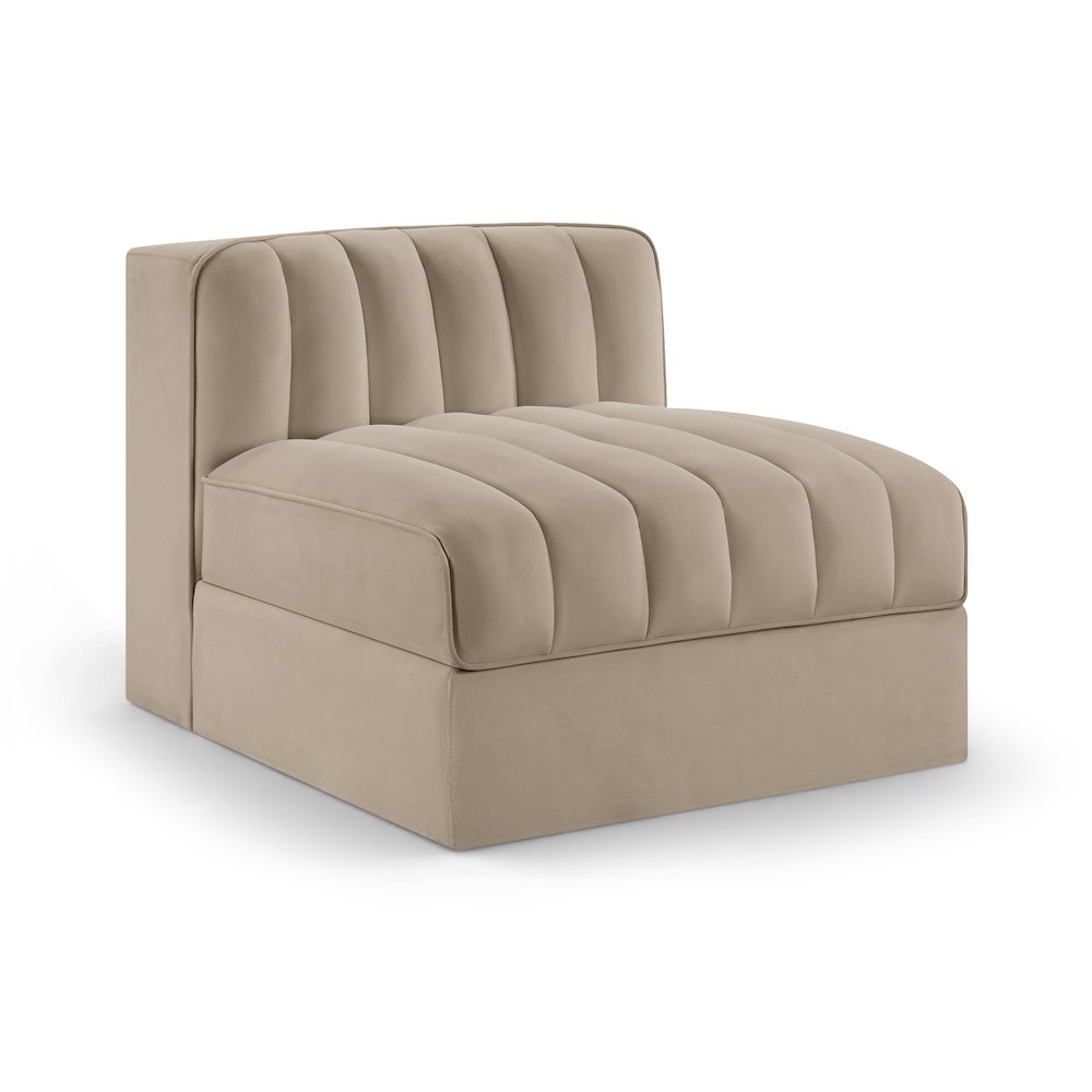 Rummi Beige Velvet Performance Fabric Upholstered Modular Chair