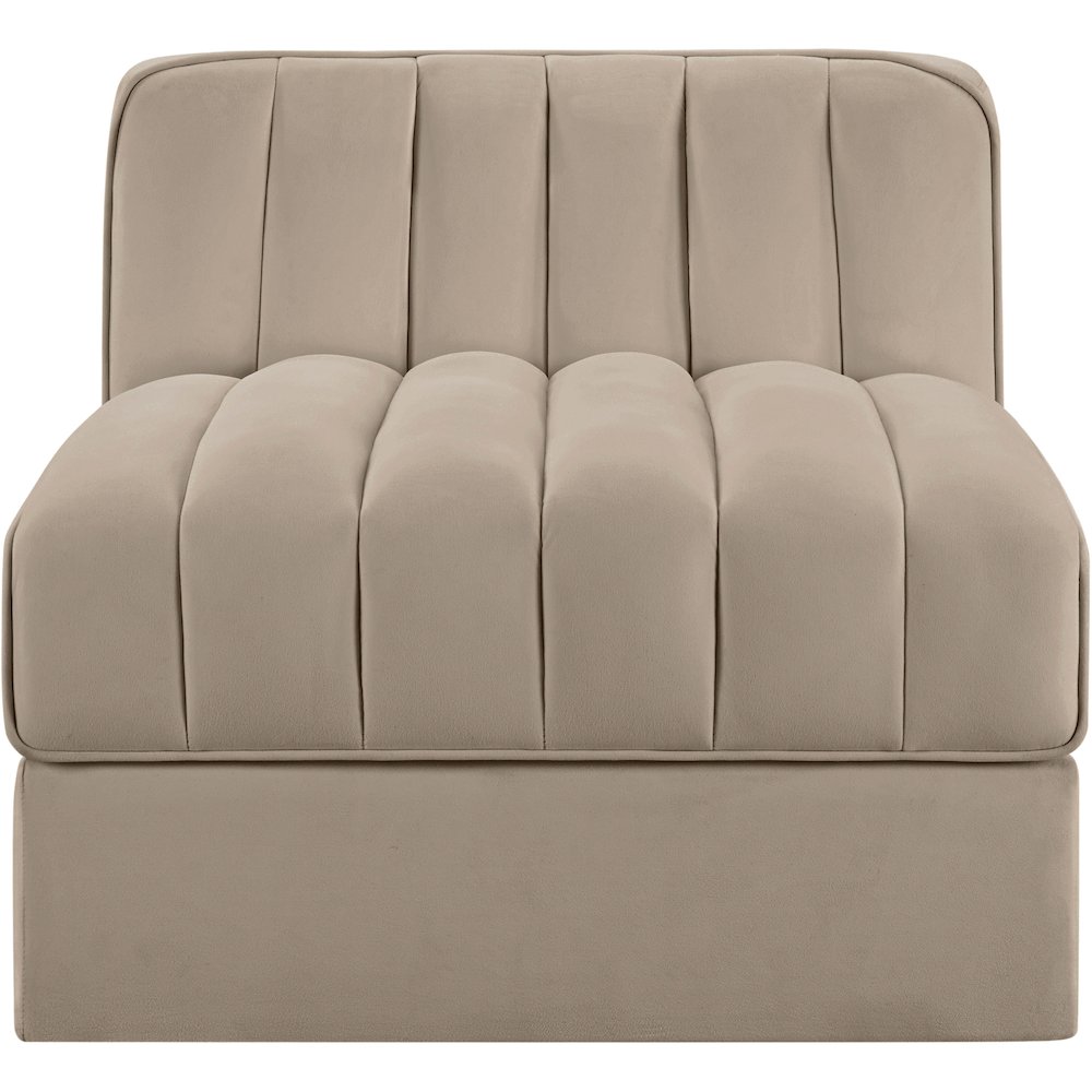 Rummi Beige Velvet Performance Fabric Upholstered Modular Chair