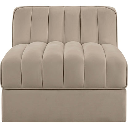 Rummi Beige Velvet Performance Fabric Upholstered Modular Chair