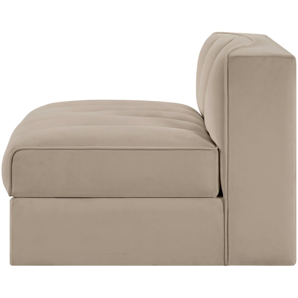 Rummi Beige Velvet Performance Fabric Upholstered Modular Chair