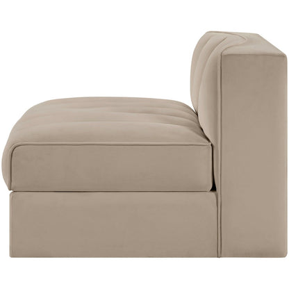 Rummi Beige Velvet Performance Fabric Upholstered Modular Chair