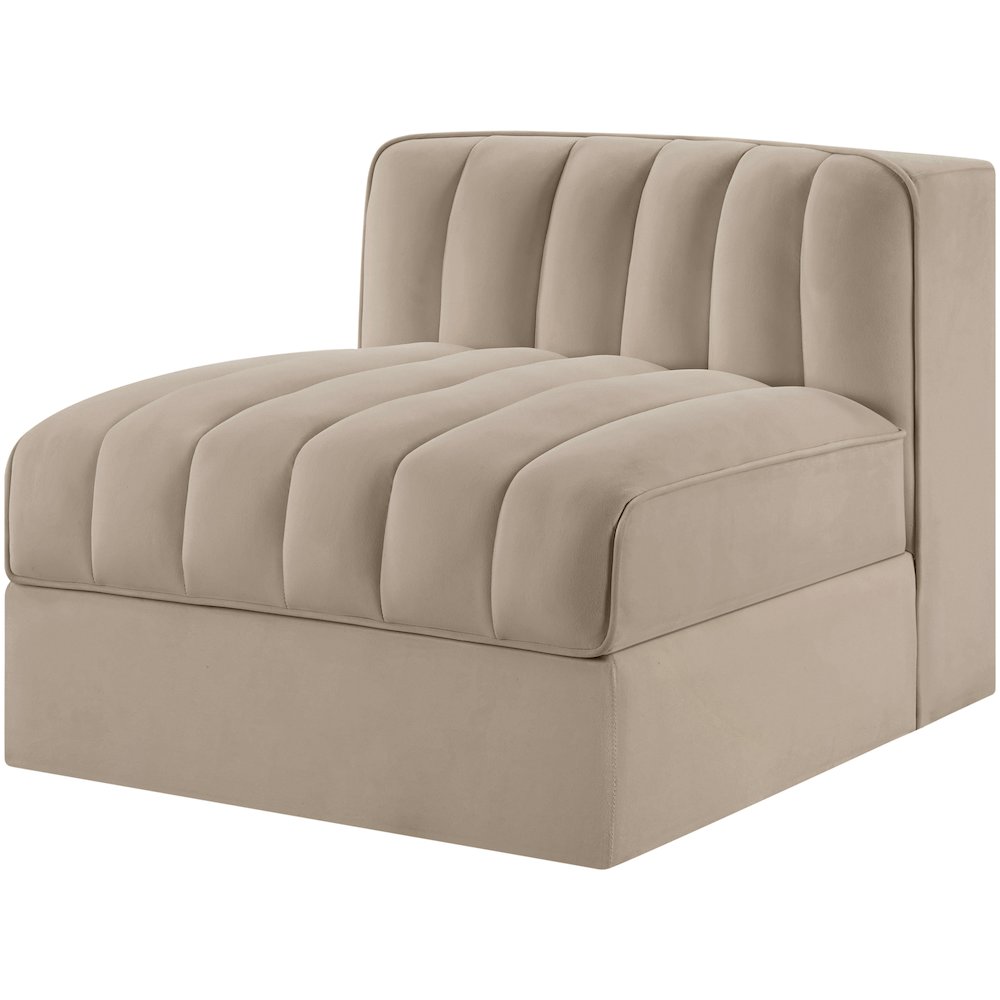 Rummi Beige Velvet Performance Fabric Upholstered Modular Chair