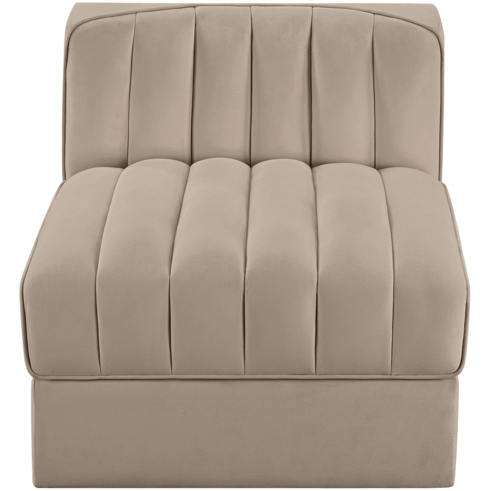 Rummi Beige Velvet Performance Fabric Upholstered Modular Chair