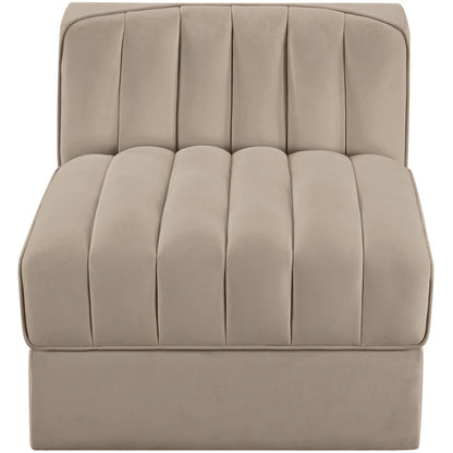 Rummi Beige Velvet Performance Fabric Upholstered Modular Chair