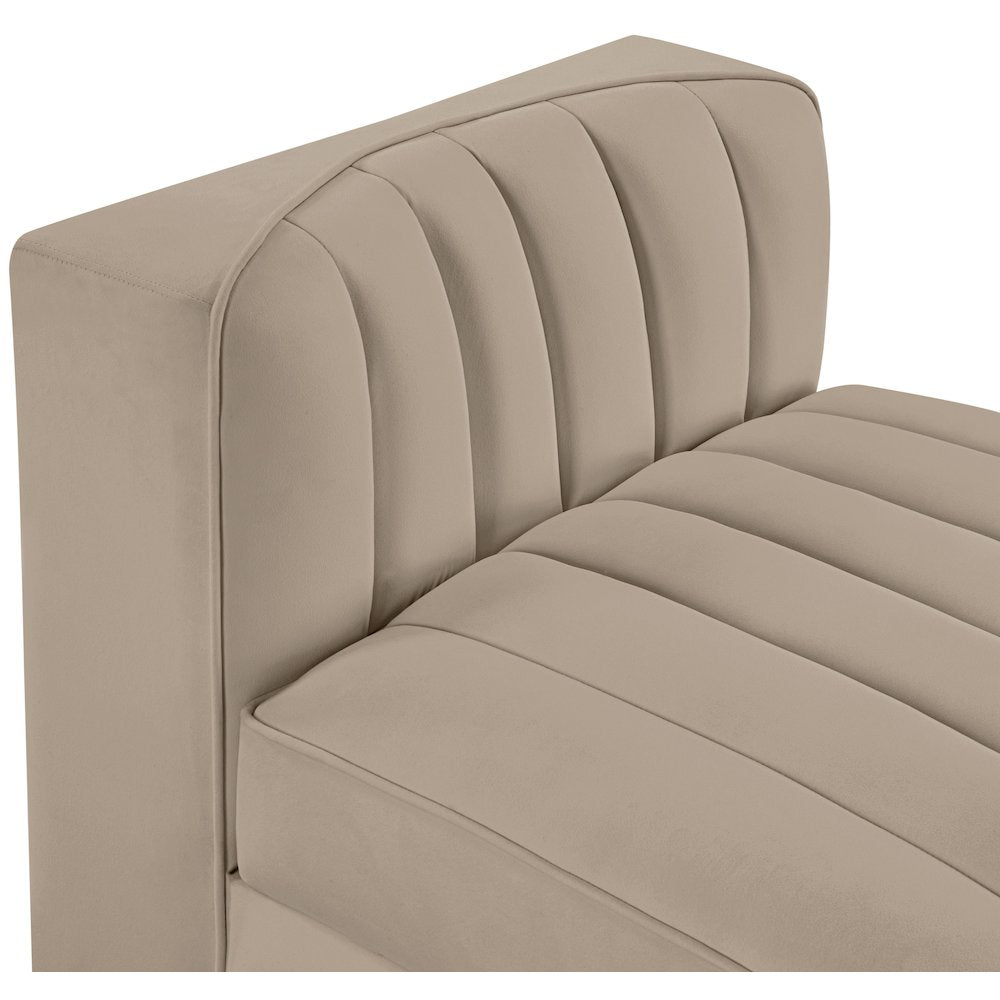 Rummi Beige Velvet Performance Fabric Upholstered Modular Chair