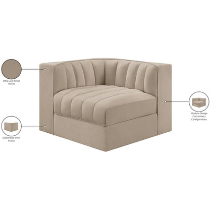 Rummi Beige Velvet Performance Fabric Upholstered Modular Chair