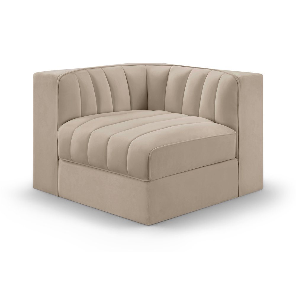 Rummi Beige Velvet Performance Fabric Upholstered Modular Chair