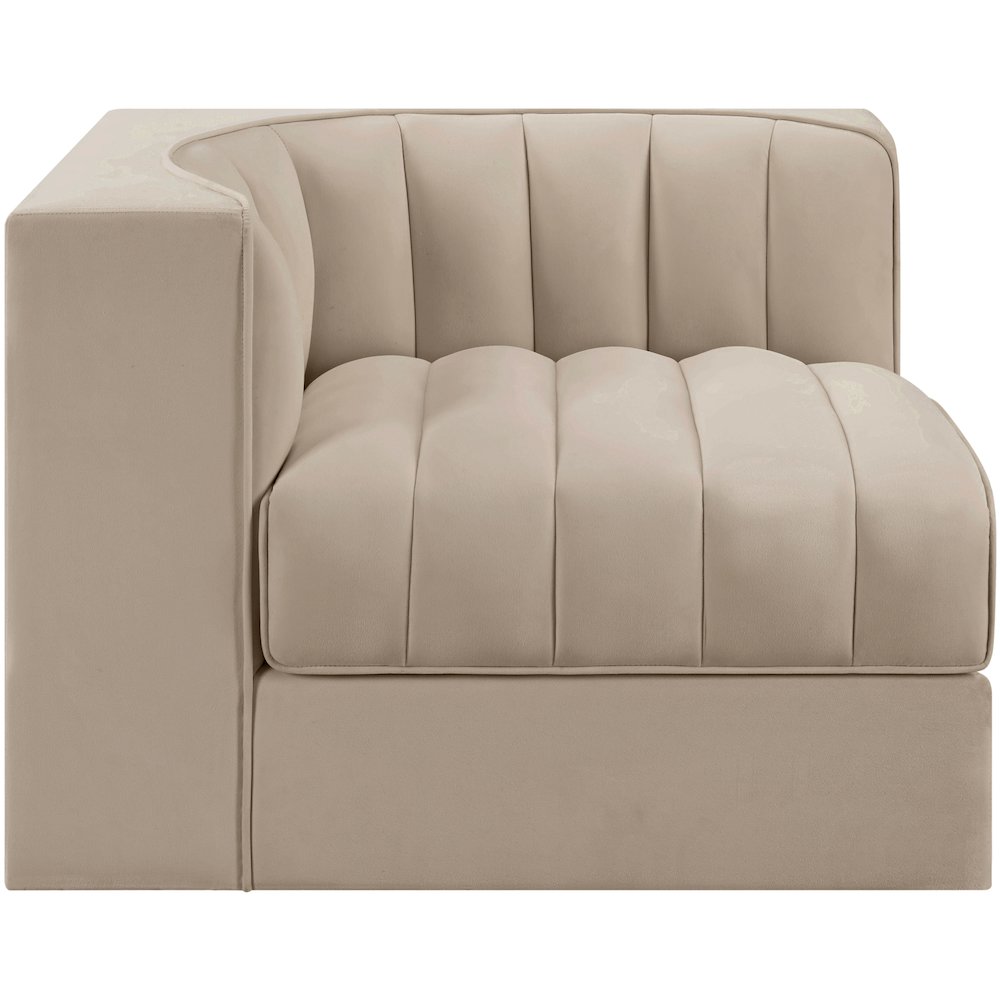 Rummi Beige Velvet Performance Fabric Upholstered Modular Chair