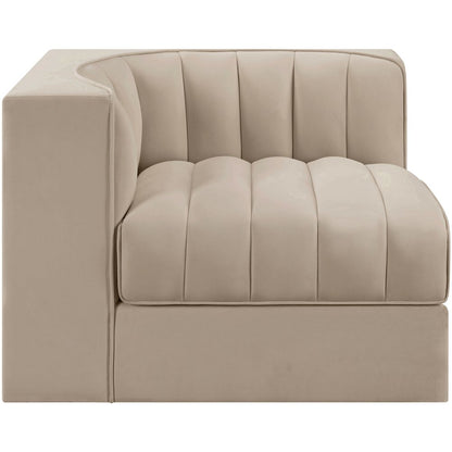 Rummi Beige Velvet Performance Fabric Upholstered Modular Chair