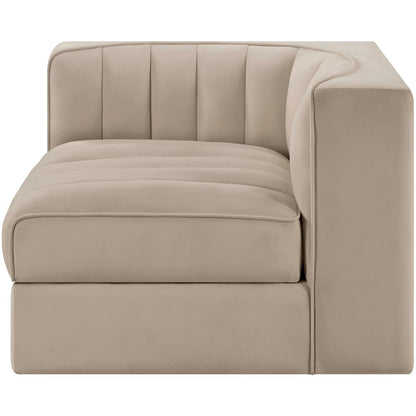 Rummi Beige Velvet Performance Fabric Upholstered Modular Chair