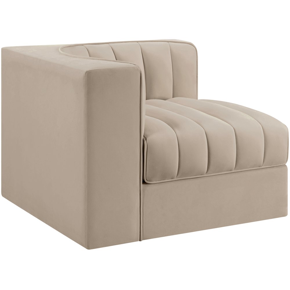Rummi Beige Velvet Performance Fabric Upholstered Modular Chair